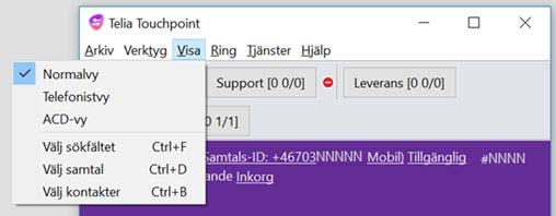 Vyn dockar i överkant på din datorskärm så att du kan jobba parallellt i andra program samtidigt som du kan hanterar din svarsgruppsroll. Se bilden högst upp på denna sida för exempel på ACD-vyn.