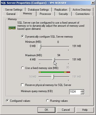 2 SQL Server - Efter några dagars drift så tas allt minne i datorn av SQL Server Detta är normalt.