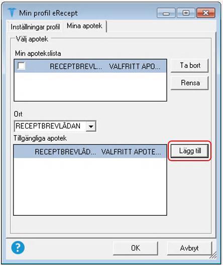 6 Mina ereceptinställningar I fliken Inställningar profil anges inställningar