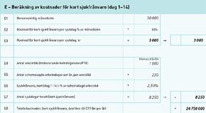 C D E F Beräkningsmodell för ekonomiska konsekvenser av ohälsosamma levnadsvanor på arbetsplatsen Totalkostnaderna för ohälsosamma levnadsvanor på arbetsplatsen summeras ihop på blankett C.