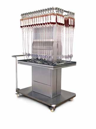 Instrumentet är byggt i rostfritt stål med en transparent platta för att visuellt kunna kontrollera erytrocyter och/eller plasman.