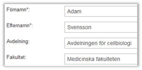 Du skapar användarfälten i menyn Administration > Användare > Användarfält genom att klicka på knappen Nytt användarfält.