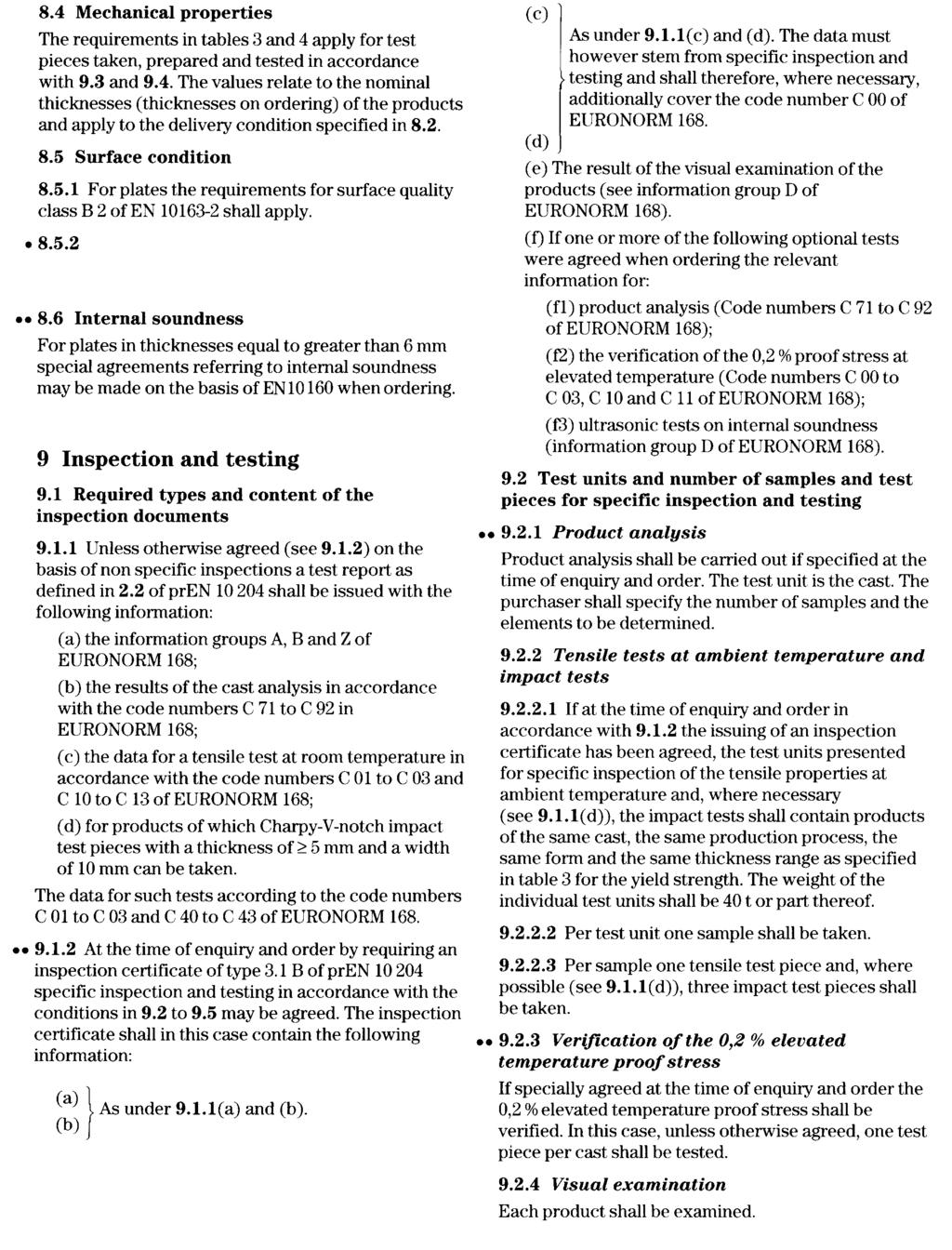 Page 5 For bars a surface quality class in accordance