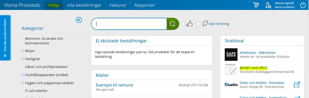 Klicka på beställa med offert för att öppna formuläret.