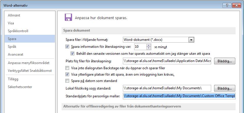 1.2 Installera dokumentmallarna Du har hämtat ett paket med filer från SLU-bibliotekets webbplats och har packat upp zip-filen.