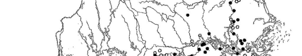 Figur 12. Utbredningen hos äkta målarmussla (Unio pictorum) i Sverige som den var känd t.o.m. mars 2007.