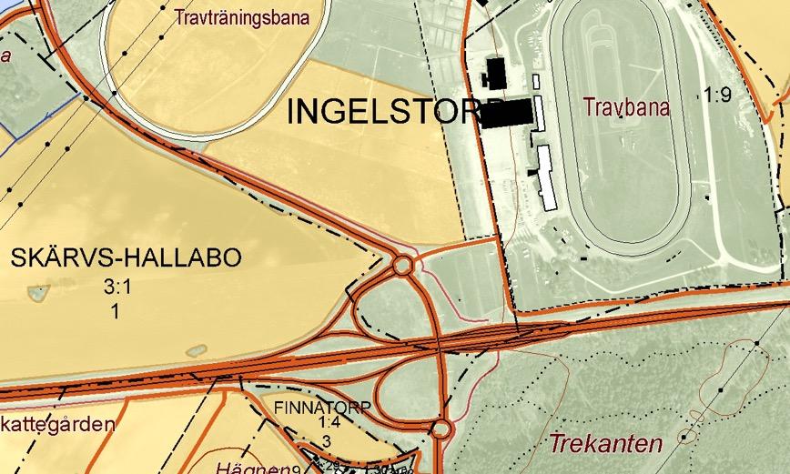 Figur 1: Preliminärt planområde på fastigheterna Ingelstorp 1:2 och 1:9 och dess närliggande omgivning.