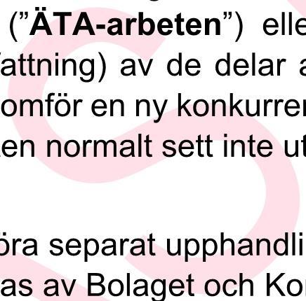 2 Om det skulle vara behövligt att genomföra separat upphandling för något ÄTAarbete ska sådan upphandling genomföras av Bolaget och Kommunen. 2.9.