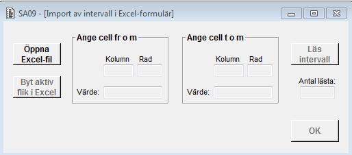 Bengt Reinholdsson 2016-04-12 24 (46) Vid val av excel-fil, och när man läst upp intervall för kolumn och rader och sedan aktiverat OK-knappen görs först generella kontroller i EXCEL_IMP01 på