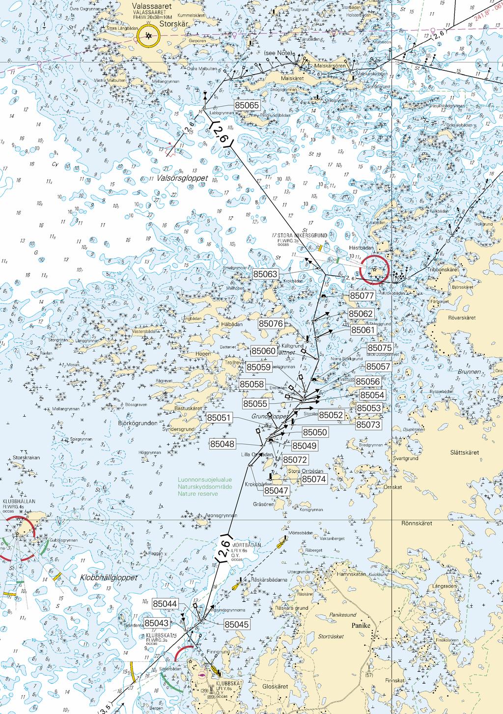 22 Kuva viitteeksi, karttaotteet ei merikartan mittakaavassa / Bild för referens, kortutdrag inte i sjökortets skala / Image for reference, chart