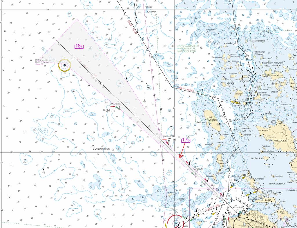 5 Kuva viitteeksi, karttaotteet ei merikartan mittakaavassa / Bild för referens, kortutdrag inte i sjökortets skala / Image for reference, chart extracts not to scale of chart ( Traficom,