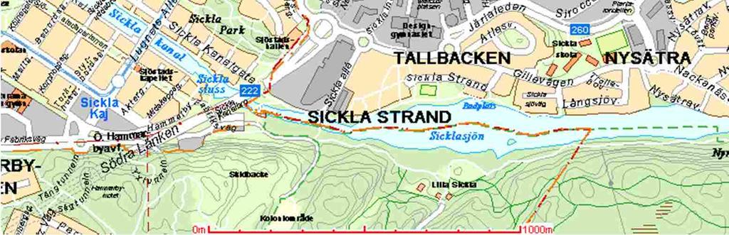 3 Planerad markanvändning Fastigheten Sicklaön 83:33 planeras att bebyggas med bostäder, framförallt inom det centrala höjdområdet, men även tre huskroppar i Nobelsvackans centrala till östra del.
