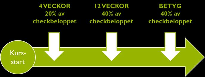 1 SEPTEMBER 2019 2 VECKOR 25% av checkbeloppet 12 VECKOR 25% av