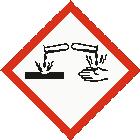 Faropiktogram : Signalord : Fara Faroangivelser : H314 Orsakar allvarliga frätskador på hud och ögon. H317 Kan orsaka allergisk hudreaktion.