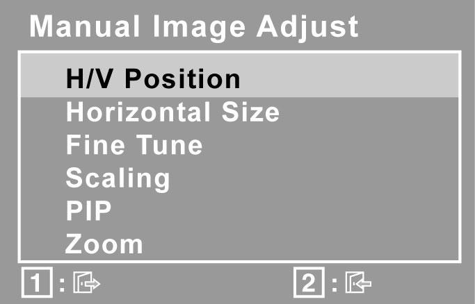 Control Explanation 5000K color. Adds blue and green to the screen image for a darker User Color and blue (B).