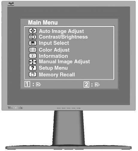 Adjusting the Screen Image Use the buttons on the front control panel to display and adjust the OnView controls which display on the screen.