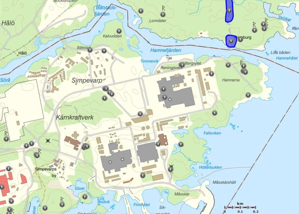 019-05-13 13 (4) Fornlämningar och kulturhistoriska lämningar finns inom hela Simpevarpshalvön, även inom Oskarshamnsverkets verksamhetsområde, se figur 3.