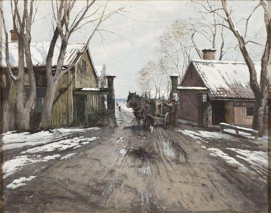 Vid stadstullen 1892 Oljemålning på