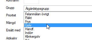 1. Öppna grunddatadialogen för åtgärder. 2. Skapa en ny åtgärdstyp. 3. Ange namn och ett nummer. 4. Välj åtgärdstypsgrupp för tillvalet. 5. Ange mängdenhet för tillvalet.