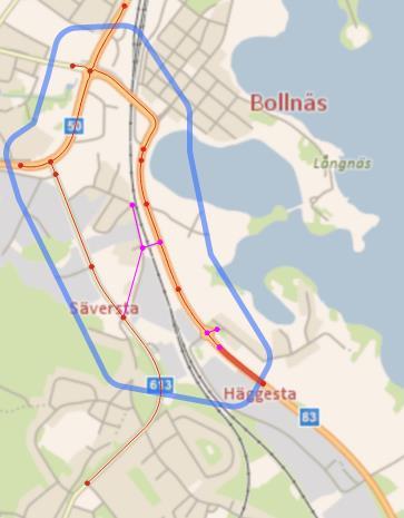 Select link-analys Studera trafik på motsvarande länk i Eva. Använd sedan framräknade andelar för att fördela om den aktuella trafiken.