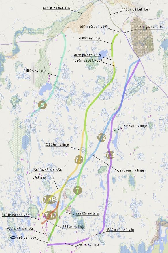 Nätutlagd trafik Flera alternativa dragningar av väg 56 mellan Hedesunda och E4/E16 Osäkert hur trafik på närliggande vägar påverkas av de nya