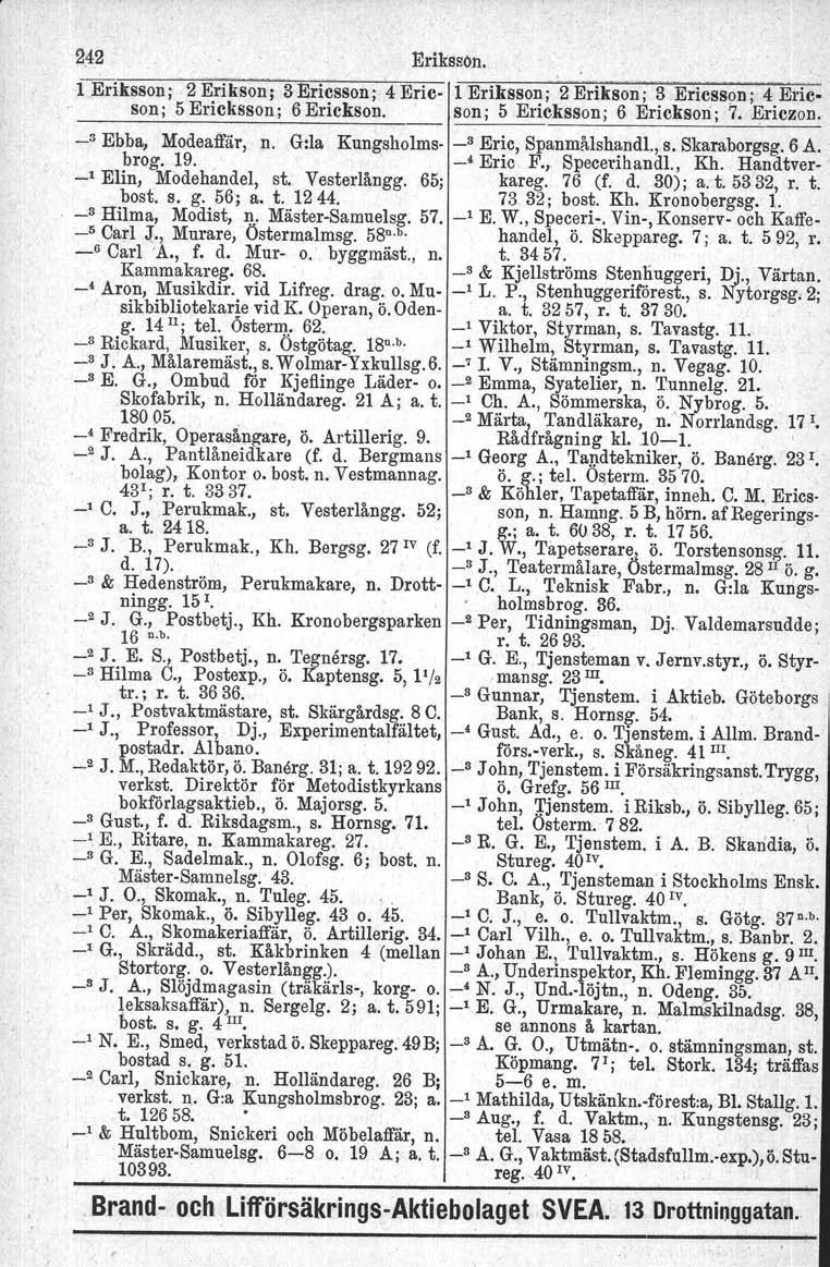 242 Eriksson. 1 Eriksson j 2 Erikson; 3Ericssonj 4 Eric 1 Eriksson; 2 Erikson; 3 Ericsson; 4 Eric Sonj 5 Ericksson; 6 Erickson. son; 5 Ericksson; 6 Eriekson; 7. Ericzon. _3 Ebba, Modeaffär, n.