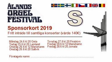 Som sponsor får du fritt inträde till festivalens samtliga konserter, gratis annons i vår programbok och din firmas logo på festivalens hemsida.