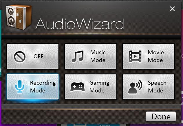I fönstret AudioWizard tryck*/klicka det ljudläge som du vill aktivera.
