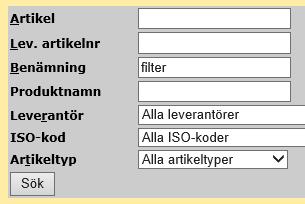 Söka artikel Ange sök kriterier Filtrera Tolka resultatet Du kan klicka på Sök artikel i högermenyn oavsett om du påbörjat en kundorder eller ej.