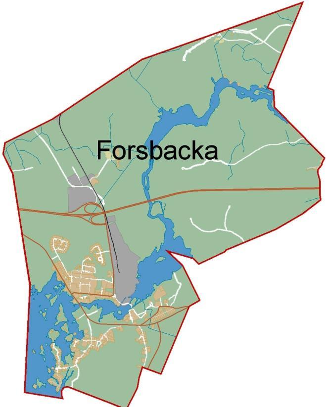 2 9 Fakta om Forsbacka Karta Allmänt om området Orten är belägen 17 km väster om Gävle, vid Gavleåns utlopp ur Storsjön. Forsbacka är en gammal bruksort av riksintresse för kulturmiljövården.