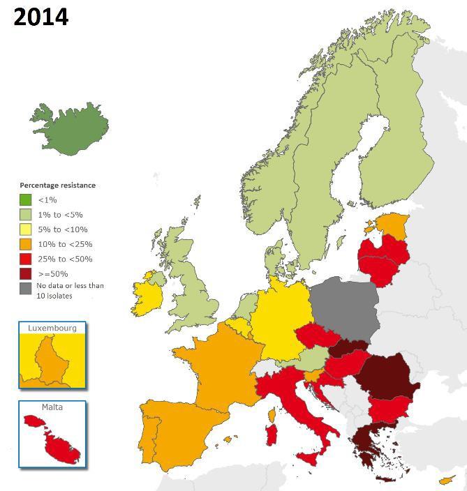 Klebsiella pneumoniae: andel invasiva isolat med kombinerad resistens mot