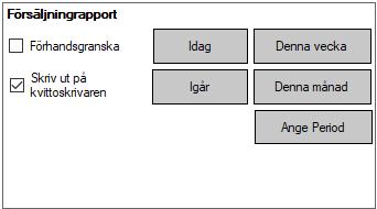 Under Dagsavslut kan du även se tidigare kvitton och skriva ut en kopia. Det är dock endast möjligt att skriva ut en kopia på grund av lagkrav. 6.