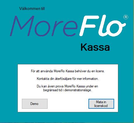 1 Komma igång Ange licensnyckel I vissa fall kan du behöva ange licensnyckeln första gången du loggar in. Denna nyckel skall du ha fått från MoreFlo.
