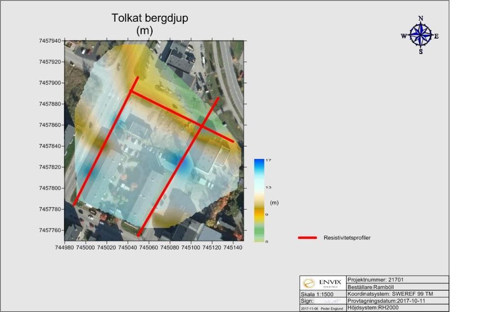 1 BAKGRUND På uppdrag av Ramböll och Kristin Stadling har Envix Nord AB utfört resistivitetsmätningar kring fastigheten Hasseln i syfte att bestämma djup till berg i området.