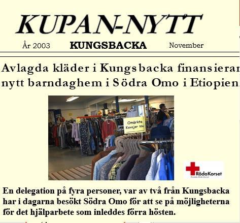 2003 Alldeles från början har det varit viktigt att skicka medel till Röda Korsets långsiktigt arbete ute i världen. Många volontärer arbetade på Kupan.
