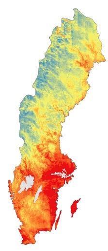 1961-1990 1991-2013 2018 Figur 6. Observerat antal dagar med dygnsmedeltemperatur över 20 C. De två vänstra kartorna visar 30 års medelvärden och kartan till höger visar år 2018.