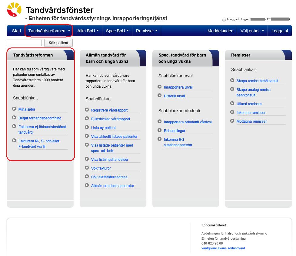 19 (33) 5 Fakturering av förhandsbedömd vård Inloggning in i sker på webbadressen: https://tandbagen.skane.se/portal/ 5.