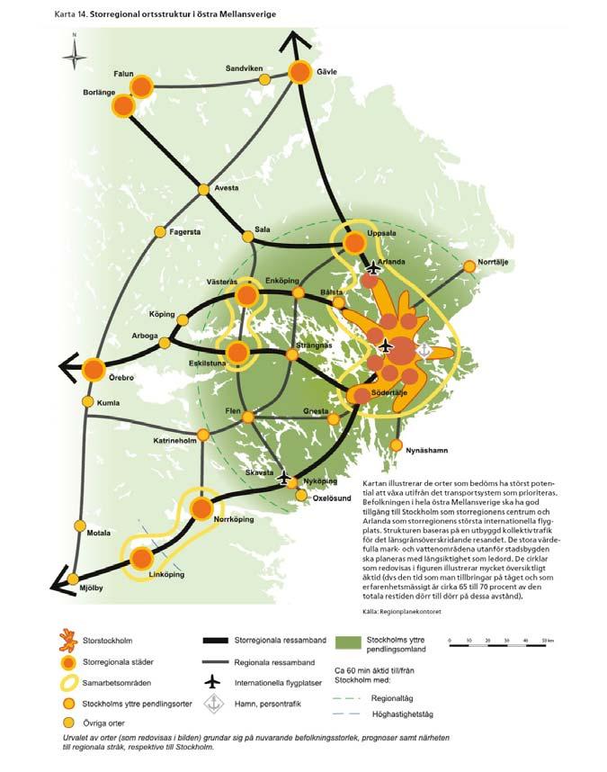 6 Handlingsprogram Regionala stadskärnor I den regionala utvecklingsplanen, RUFS 2010, redovisas önskvärd utveckling av åtta yttre regionala stadskärnor, utöver den centrala regionkärnan.