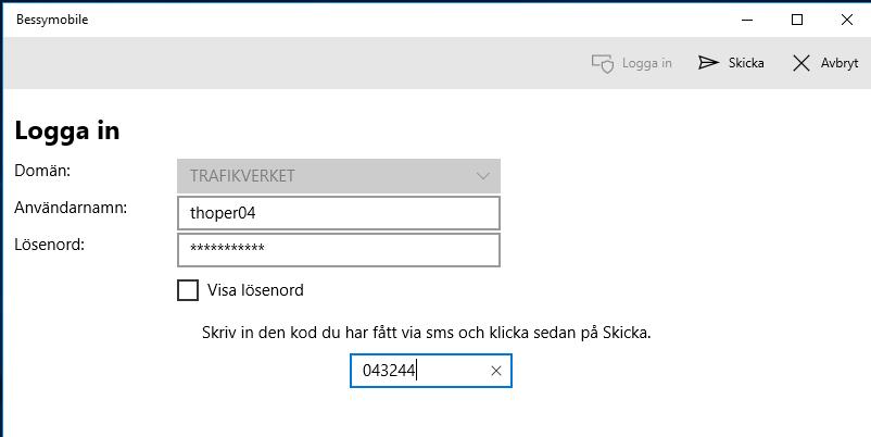 Här har man även möjligheten att visa det lösenord man har skrivit in för att kontrollera att man har skrivit rätt genom att kryssa för Visa lösenord.