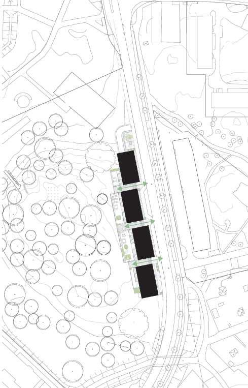 SID 2 (7) Busshållplats Ny tillkommande trottoar Åstorpsringen Garageinfart Ny angöringsficka Gårdar Illustrerad situationsplan, ny bebyggelse markerad i svart.