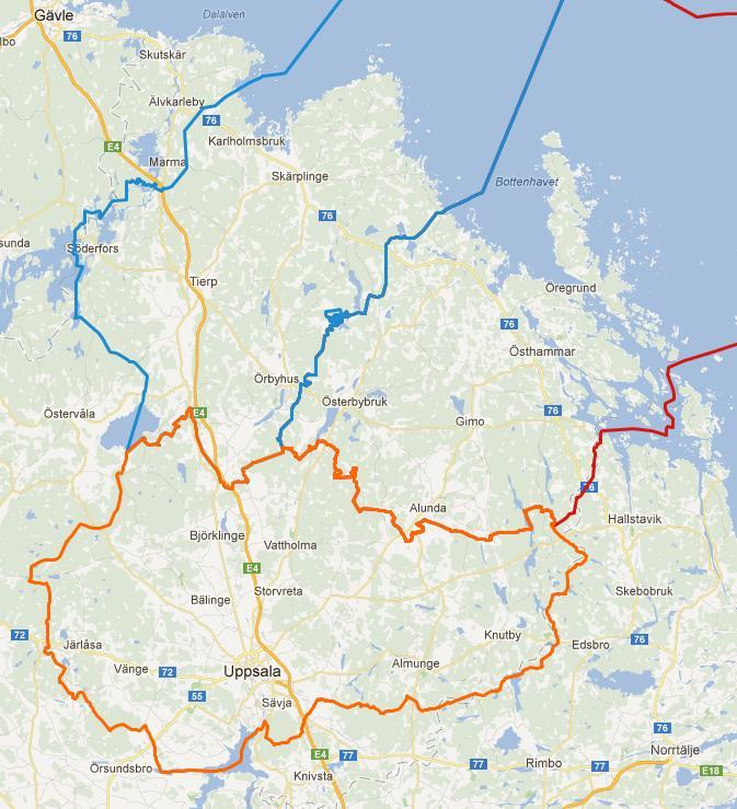 6 Beskrivning av kommunerna Drygt 247 000 människor bor i Tierp, Uppsala och Östhammars kommuner. Befolkningsstatistik framgår av tabell 6.1 och 6.2. Tillsamman har kommunerna en yta på nära 5 300 km 2.