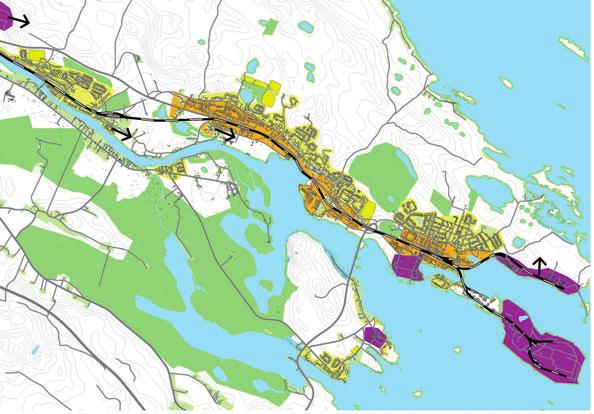 ÖSTRA STADSDELARNA I denna del av Skelleftedalen sker utvecklingen i stora drag efter gällande fördjupningar för stadsdelarna Bergsbyn, Ursviken, Skelleftehamn och Örviken.
