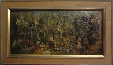 Tavlan kunde sedan vara klar på en halvtimme, timme!, oljemålning på pannå, 29 x 58 cm.