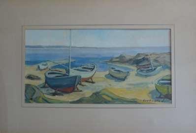 målningar., gouache, 25 x 51 cm., gouache, 46 x 20 cm.