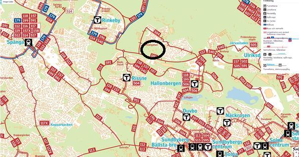 Busslinje 504 ligger närmast Stora Ursvik 3. Linjen trafikerar sträckan Sundbybergs station- Hallonbergen- Stora Ursvik.