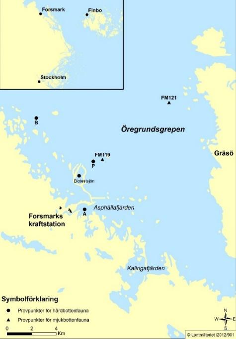 påverkade området provtas i Finbofjärden (FB 2, 44 meter och FB 9, 22 meter) (figur 6).