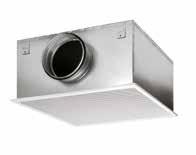 Luftdonet kan installeras med SKH-anslutningsbox, som har en kanalanslutning på sidan. nslutningslådan finns i två utföranden: med eller utan ljuddämpningsmaterial.