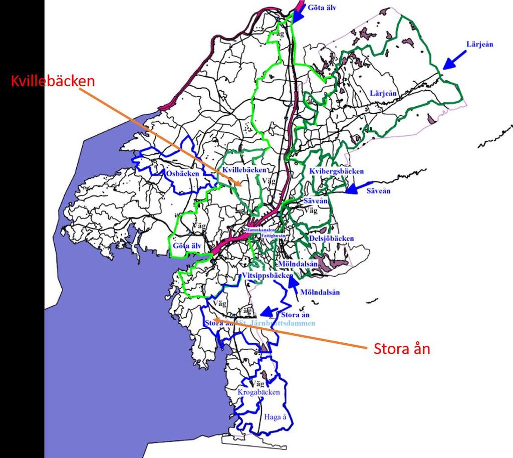 Exempel - reningsbehov i ett planområde Fosfor (P) Användning av fördelad acceptabel belastning i planområden i Göteborg är under utvärdering!