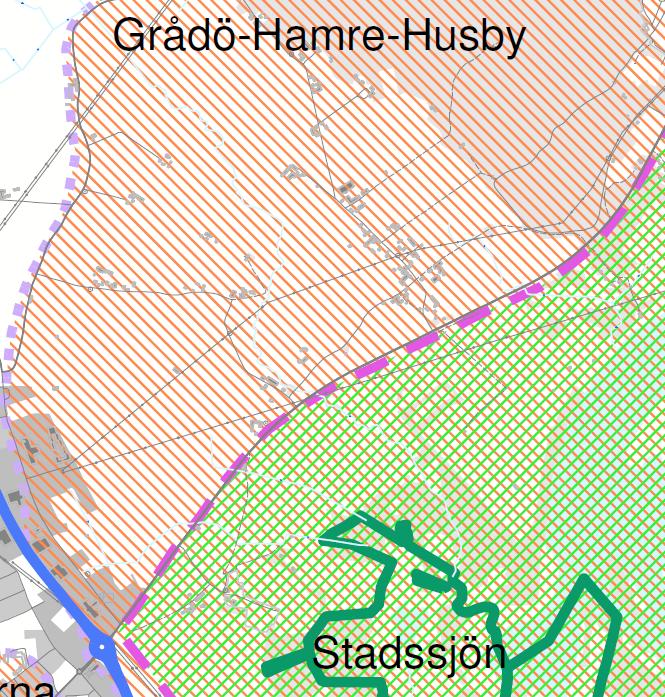 Bild 6: Utklipp ur Utvecklingsplan för Hedemora stad med omland. Planområdet är markerat med svart cirkel. Planförslaget omfattas även av riksintresse för kommunikationer genom riksväg 70.