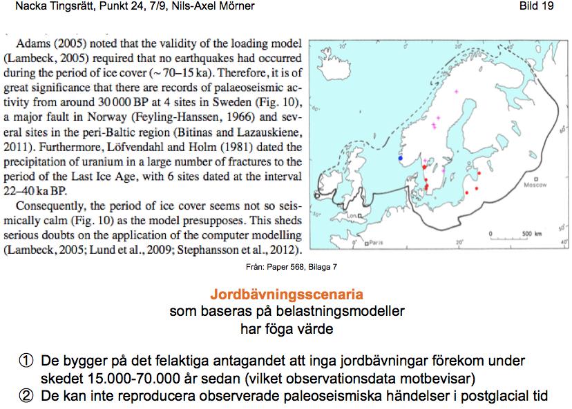 Att basera riskanalyser på belastningsmodeller, är ytterst vanskligt. Adams (2005) påpekade helt riktigt att de modeller som används förutsätter att inga jordbävningar skett under tiden 15.000-70.